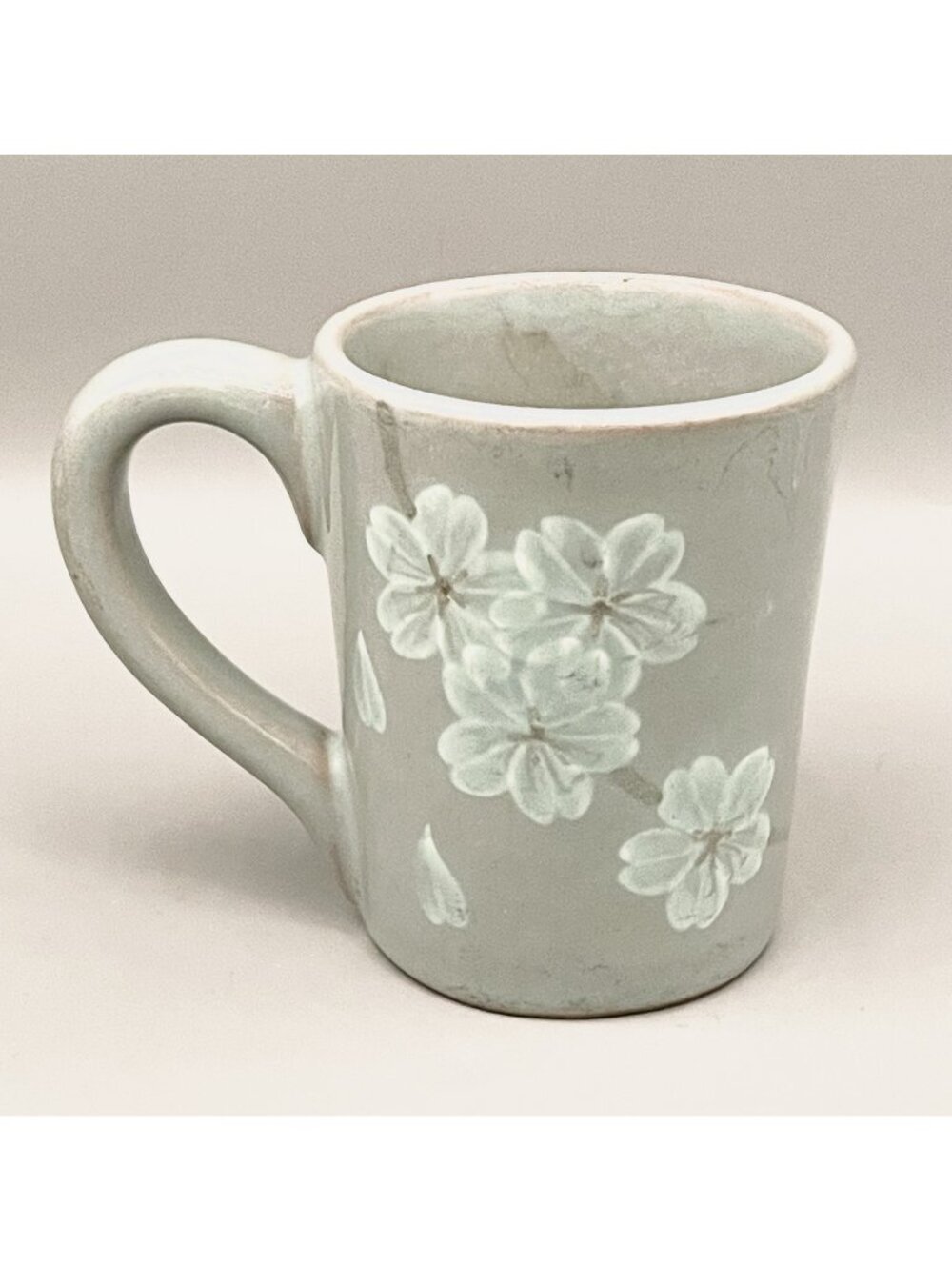 Cherry Blossom Studio Pottery Mug Artisan Handmade Cup Red Clay Terracotta